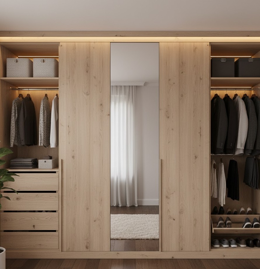 Built-in wardrobe system with sliding doors by Squebbrzodal